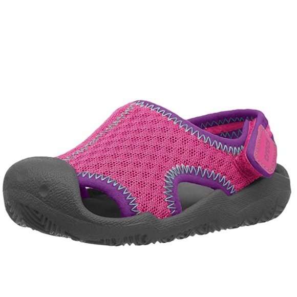 NEW Crocs Kid Swiftwater Sandal Magenta Grey Closed Toe Fisherman Water Shoes